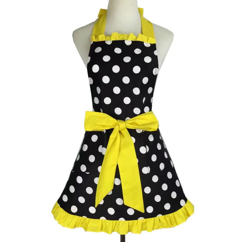 SS69 Cotton Princess Apron for Women, Oilproof Kitchen Cooking Waist Apron