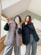 Real Mongolia Sheep Fur Vest - Natural Long Fur Gilet