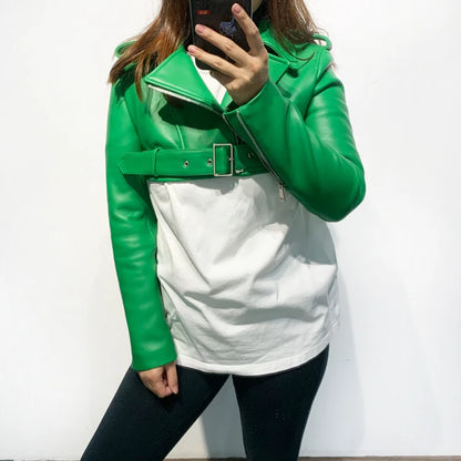 Real Leather Jacket 2022 Autumn Ladies Colorful Genuine Leather Top Short