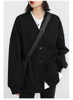 CHIC VEN Korean Autumn Winter Women's Sports Coat Casual Loose V-neck Sweatshirt for Women Thick Warm Tops Office Lady Female