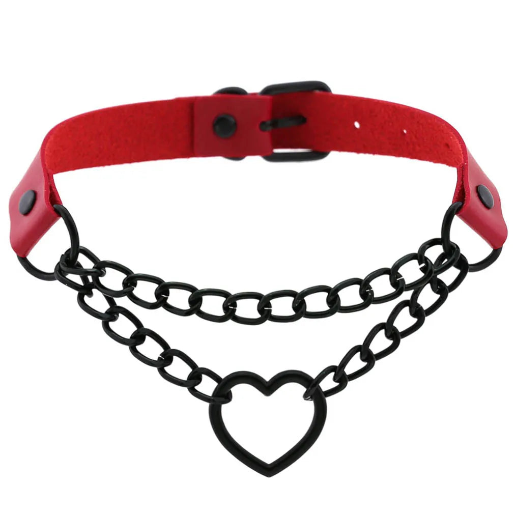 Punk Black Metal Tassel Red Choker Necklace Sexy Spiked Neck Strap Clavicle Collar Men Necklaces Hollween Women Y2K Jeweley Gift SS69