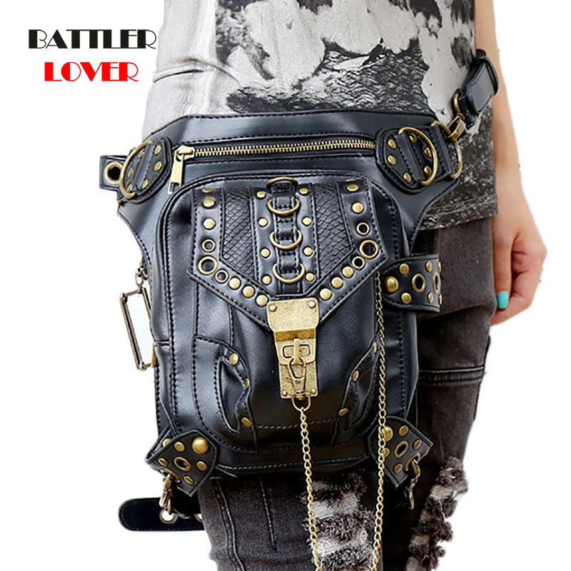 European Brand Design Chain Motorcycle Bags Women Clothing Shoulder Rivet Zipper Jacket Bag Messenger Bag Women Leather Handbags