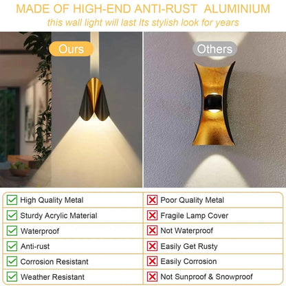 Modern Black Outdoor Wall Lights, 3000K up Down Patio Porch Lights Wall Mount Outdoor Sconces for House Yard Hallway