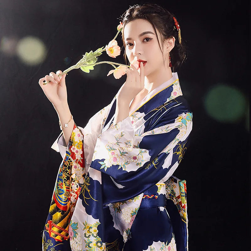 Traditional Japanese Yukata Kimono with Obi - Women's Evening Dress