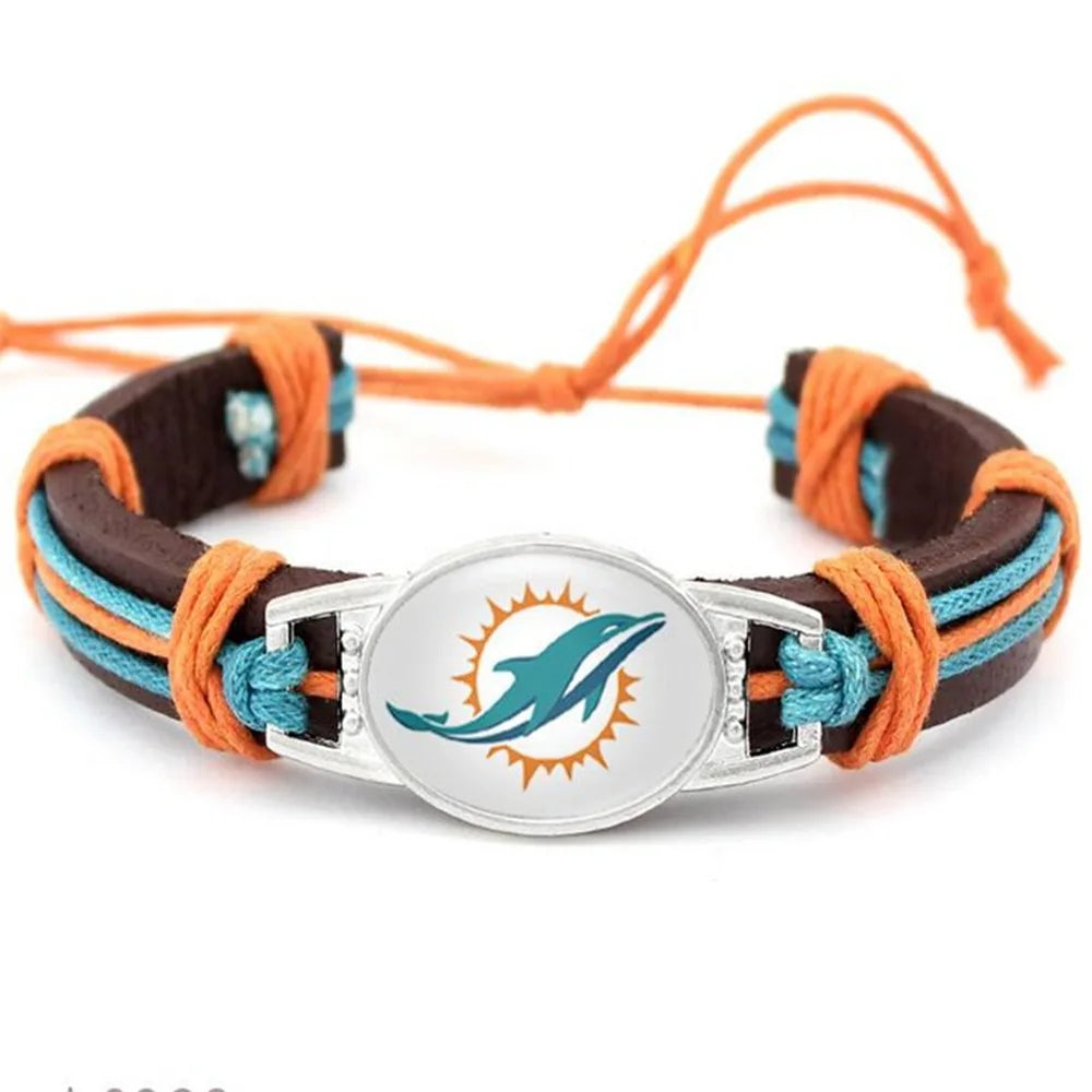 NFL Leather Charm Bracelet with Vintage Butterfly & Pearl Accents