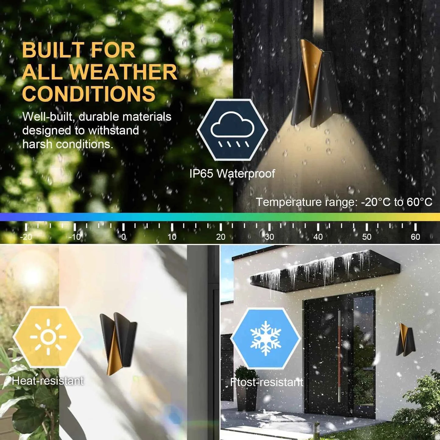 Modern Black Outdoor Wall Lights, 3000K up Down Patio Porch Lights Wall Mount Outdoor Sconces for House Yard Hallway