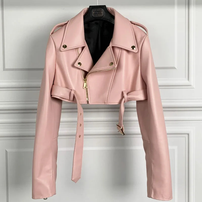 Real Leather Jacket 2022 Autumn Ladies Colorful Genuine Leather Top Short