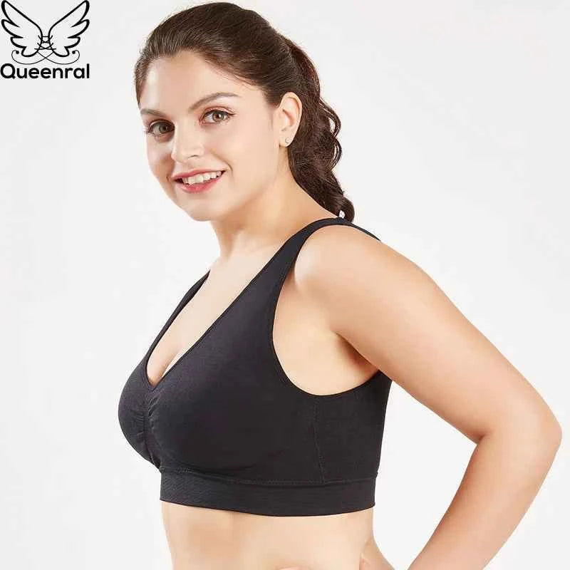 Queenral Plus Size Bras For Women Seamless Bra With Pads Big Size 5XL 6XL Bralette Push Up Brassiere Bra Vest Wireless BH