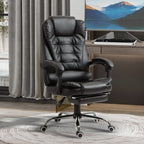 HOMCOM Ergonomic Presidential Office Chair in PU Leather, Swivel Office Chair with High Reclining Back 145, Adjustable Height and Pull-Out Footrest, color Black SS69 144.69 Black