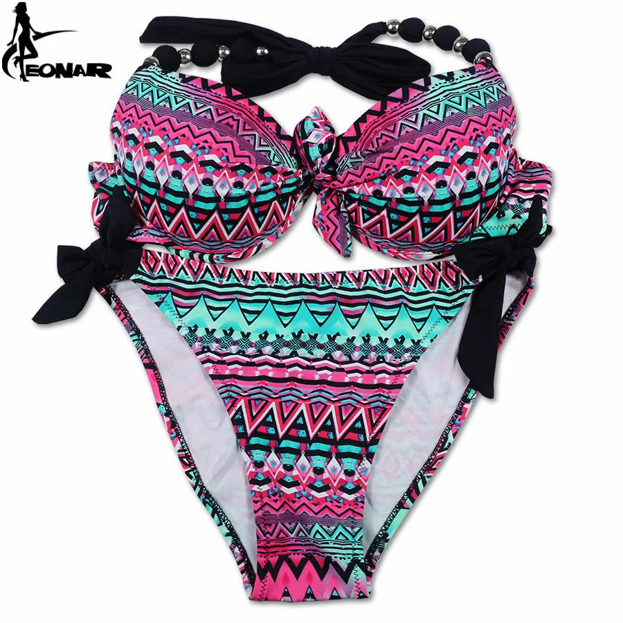 EONAR Women Bikini Offer Combined Size Swimsuit Push Up Bikini Sets Brazilian Bathing Suits Plus Size Swimwear Female XXL SS69