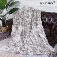 MS.Softex Winter Warm Natural Rabbit Fur Blanket Patchwork Real Rabbit Fur Throw Customized Soft Hand Made Drop Ship