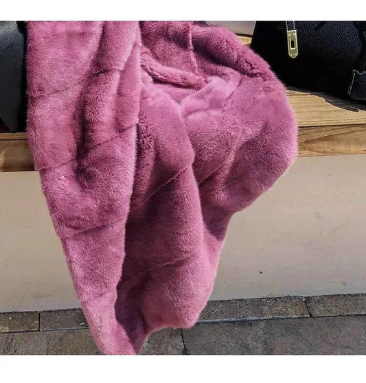 HDHOHR 2025 Real Whole Mink Fur X-Long Coat Factory Direct Sale Winter Slim Warm Female Mink Fur Long Turn-down Collar Jacket