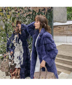 HDHOHR 2025 Real Whole Mink Fur X-Long Coat Factory Direct Sale Winter Slim Warm Female Mink Fur Long Turn-down Collar Jacket