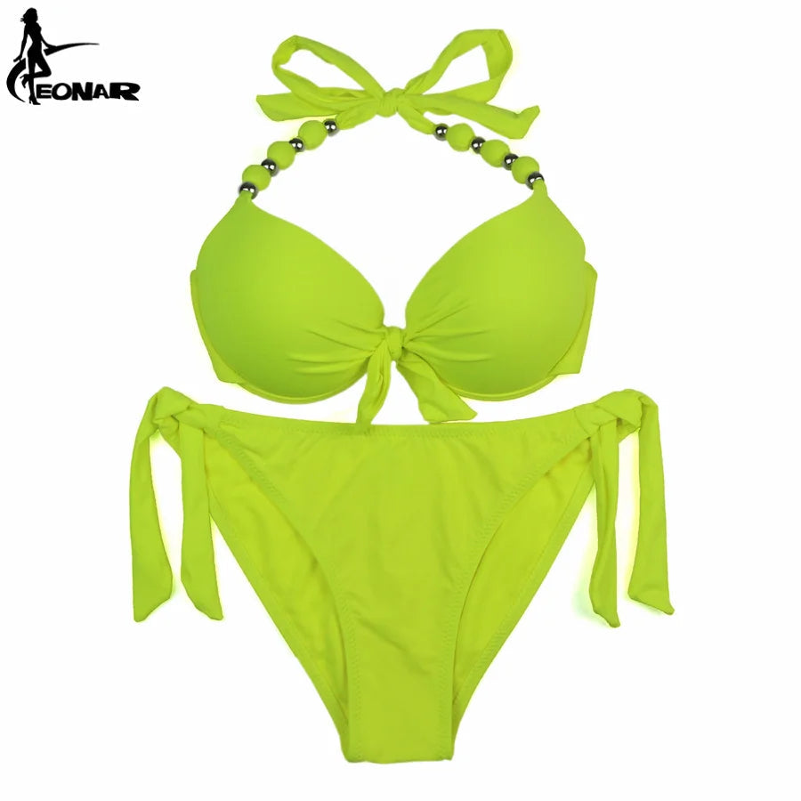 EONAR Women Bikini Offer Combined Size Swimsuit Push Up Bikini Sets Brazilian Bathing Suits Plus Size Swimwear Female XXL SS69 31.69 Solid Yellow / XXL