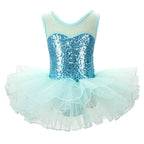 NEW Girls Silver Ballerina Fairy Prom Party Costume  Kids Sequined Flower Dress Dancewear for Stage PerformanceBallet Tutu Dress
