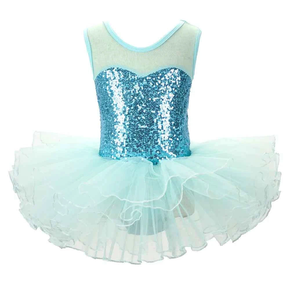 NEW Girls Silver Ballerina Fairy Prom Party Costume  Kids Sequined Flower Dress Dancewear for Stage PerformanceBallet Tutu Dress
