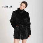 New Women Fashion Real Rabbit Fur Coat Mandarin Collar Natural Fur Jacket Long Customize Female Dropshipping Overcoat  HP147