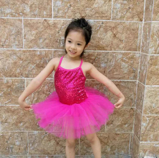 Ballerina Fairy Prom Party Costume Kids Sequined Flower Dress Girls Dance wear Gymnastic Ballet Leotard Tutu Dress