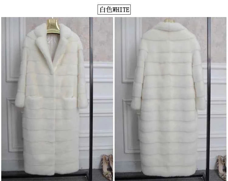 HDHOHR 2025 Real Whole Mink Fur X-Long Coat Factory Direct Sale Winter Slim Warm Female Mink Fur Long Turn-down Collar Jacket
