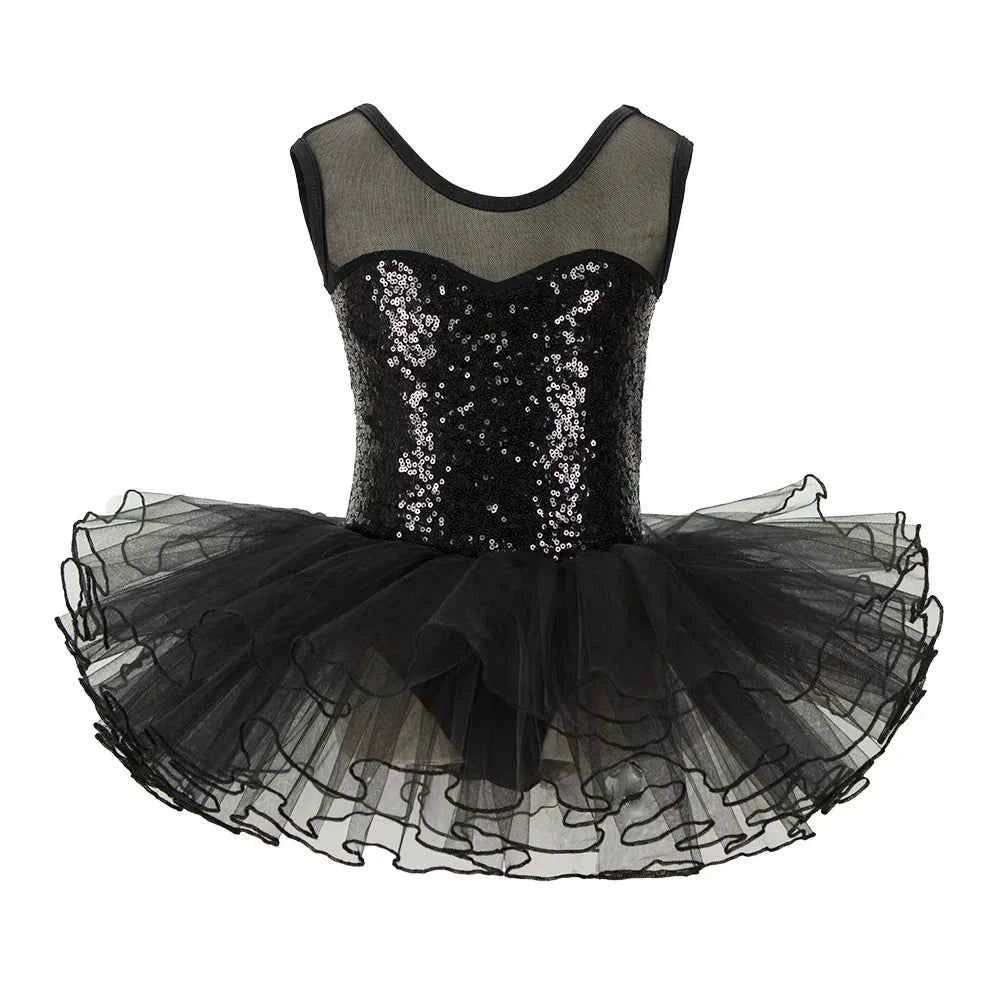NEW Girls Silver Ballerina Fairy Prom Party Costume  Kids Sequined Flower Dress Dancewear for Stage PerformanceBallet Tutu Dress
