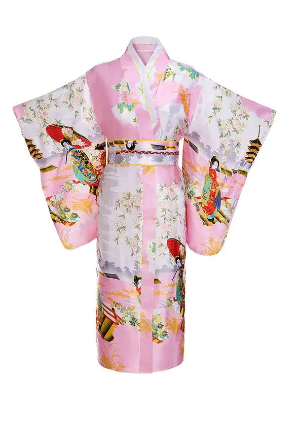 Traditional Japanese Yukata Kimono with Obi - Women's Evening Dress