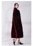 HDHOHR 2025 Real Whole Mink Fur X-Long Coat Factory Direct Sale Winter Slim Warm Female Mink Fur Long Turn-down Collar Jacket