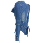 SX women 2019 spring autumn denim rivet punk Short Slim fit jacket motorcycle Windbreaker zipper outerwear SS69