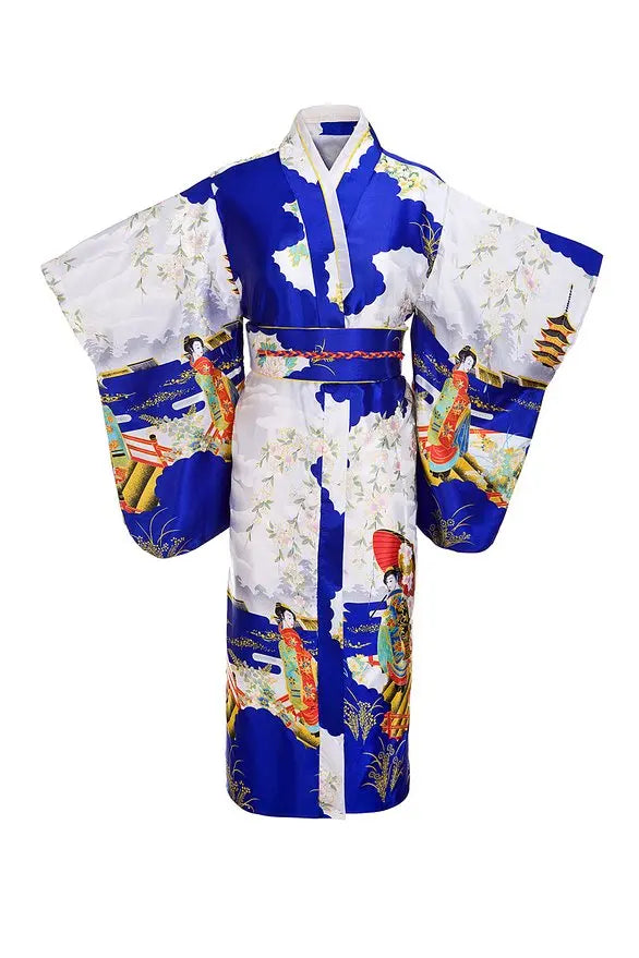 Traditional Japanese Yukata Kimono with Obi - Women's Evening Dress