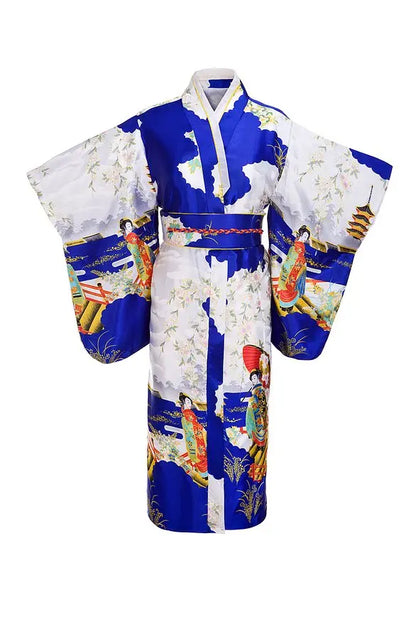 Japanese Traditional Yukata Kimono With Obi Vintage Women Evening Dress Geisha Kimono Vintage Women Stage Show Costume Cosplay