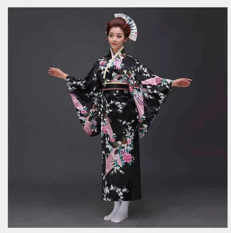 Fashion National Trends Women Sexy Kimono Yukata With Obi Novelty Evening Dress Japanese Cosplay Costume Floral One Size