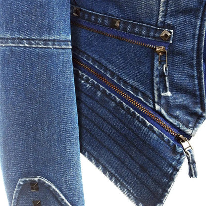 SX women 2019 spring autumn denim rivet punk Short Slim fit jacket motorcycle Windbreaker zipper outerwear SS69