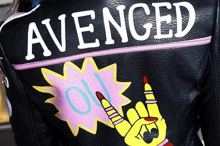 6XL Fashion Autumn Women Punk Heavy Metal Street Short Leather Jacket Black Zipper Rivet Long Sleeve Motorcycle coat W1525 SS69