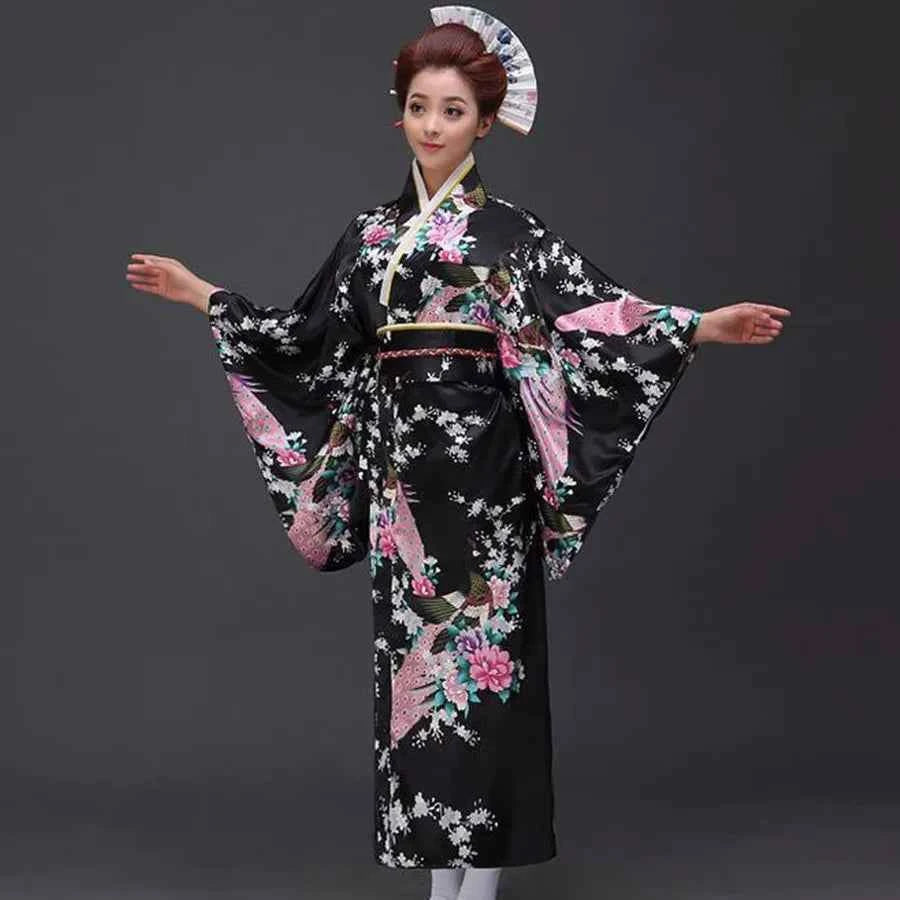 Fashion National Trends Women Sexy Kimono Yukata With Obi Novelty Evening Dress Japanese Cosplay Costume Floral One Size
