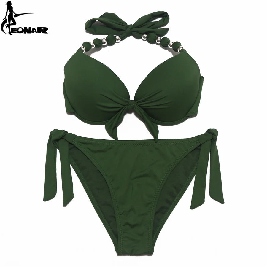 EONAR Women Bikini Offer Combined Size Swimsuit Push Up Bikini Sets Brazilian Bathing Suits Plus Size Swimwear Female XXL SS69 31.69 Army Green / XXL