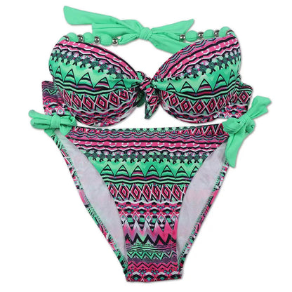 EONAR Women Bikini Offer Combined Size Swimsuit Push Up Bikini Sets Brazilian Bathing Suits Plus Size Swimwear Female XXL SS69 31.69 Green Sling   Multi / XXL