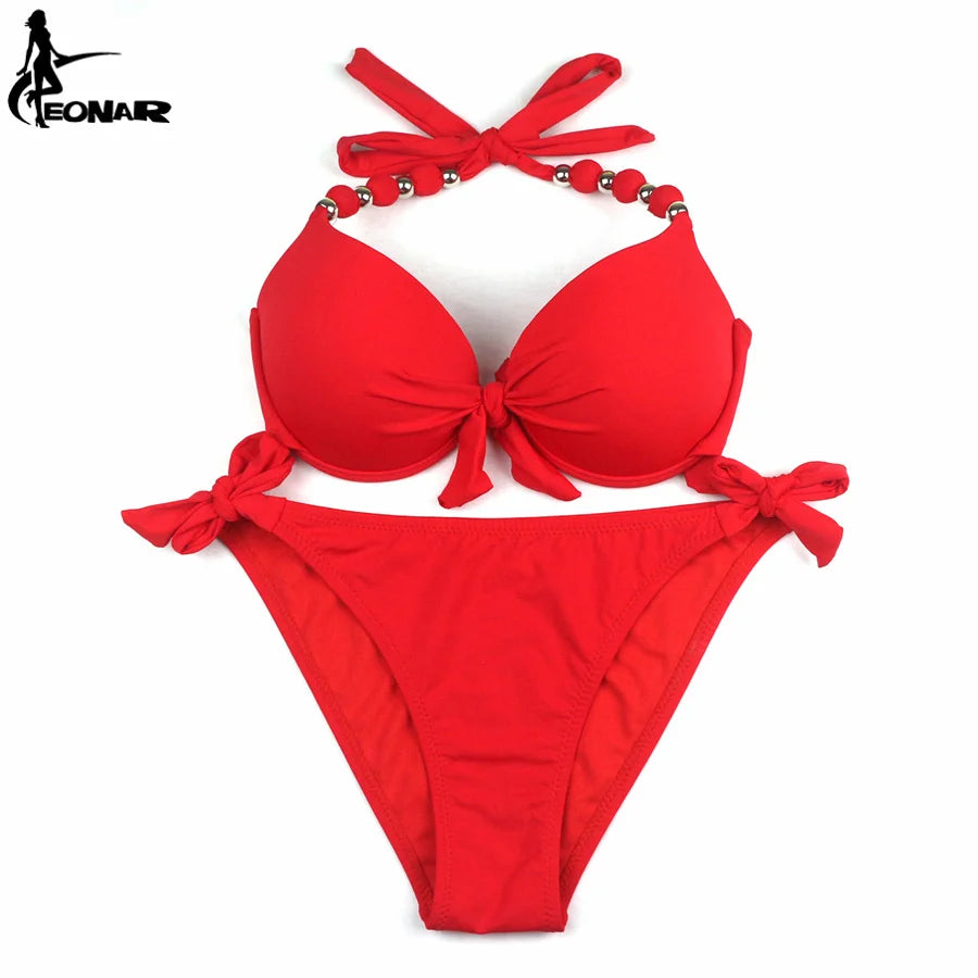 EONAR Women Bikini Offer Combined Size Swimsuit Push Up Bikini Sets Brazilian Bathing Suits Plus Size Swimwear Female XXL SS69 31.69 Solid Red / XXL