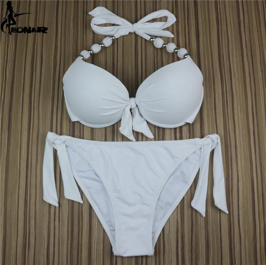 EONAR Women Bikini Offer Combined Size Swimsuit Push Up Bikini Sets Brazilian Bathing Suits Plus Size Swimwear Female XXL SS69 31.69 Solid White / XL