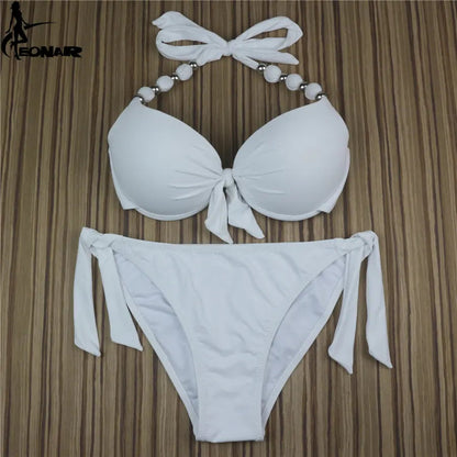 EONAR Women Bikini Offer Combined Size Swimsuit Push Up Bikini Sets Brazilian Bathing Suits Plus Size Swimwear Female XXL SS69 31.69 Solid White / XL