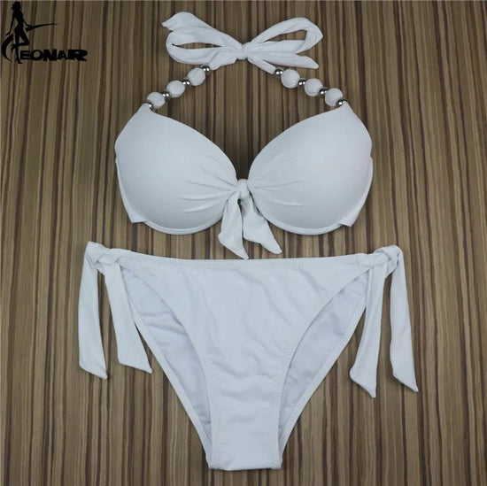 EONAR Women Bikini Offer Combined Size Swimsuit Push Up Bikini Sets Brazilian Bathing Suits Plus Size Swimwear Female XXL SS69 31.69 Solid White / XL