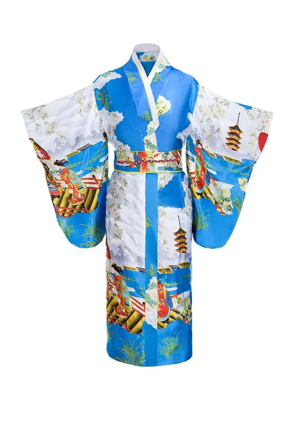 Traditional Japanese Yukata Kimono with Obi - Women's Evening Dress