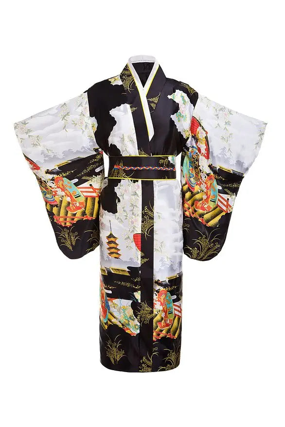 Traditional Japanese Yukata Kimono with Obi - Women's Evening Dress