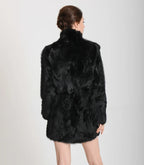 TONFUR Women's Real Rabbit Fur Coat Mandarin Collar Long Winter Jacket
