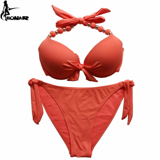 EONAR Women Bikini Offer Combined Size Swimsuit Push Up Bikini Sets Brazilian Bathing Suits Plus Size Swimwear Female XXL SS69 31.69 Living Coral / S