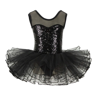 Valchirly Girls Sequined Ballet Tutu Dress with 4-Layer Tulle Skirt
