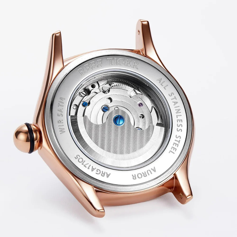 Reef Tiger/RT Womens Luxury Fashion Watches Diamond Automatic Tourbillon Watch Leather Strap Watch Relogio Feminino RGA7105 SS69