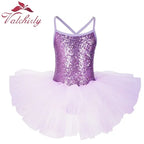 Valchirly Girls Sequined Ballet Leotard Tutu Dress