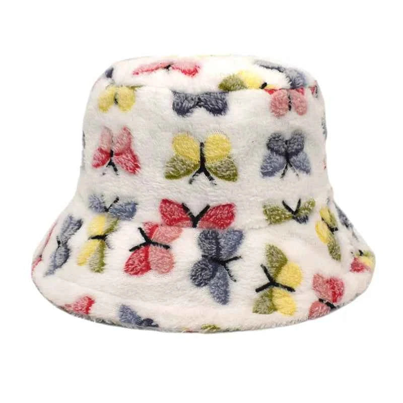 Winter Bucket Hat Women's Fashion Leopard Panama Warm Hats Female Vintage Faux Fur Fisherman Cap Hats For Women Dropshipping