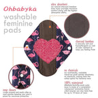 8pcs/Set 7pcs Cloth Menstrual Pad Mama Sanitary Reusable Soft Washable Charcoal Period Napkins +1pc Bonus Free Mini Wet Bag