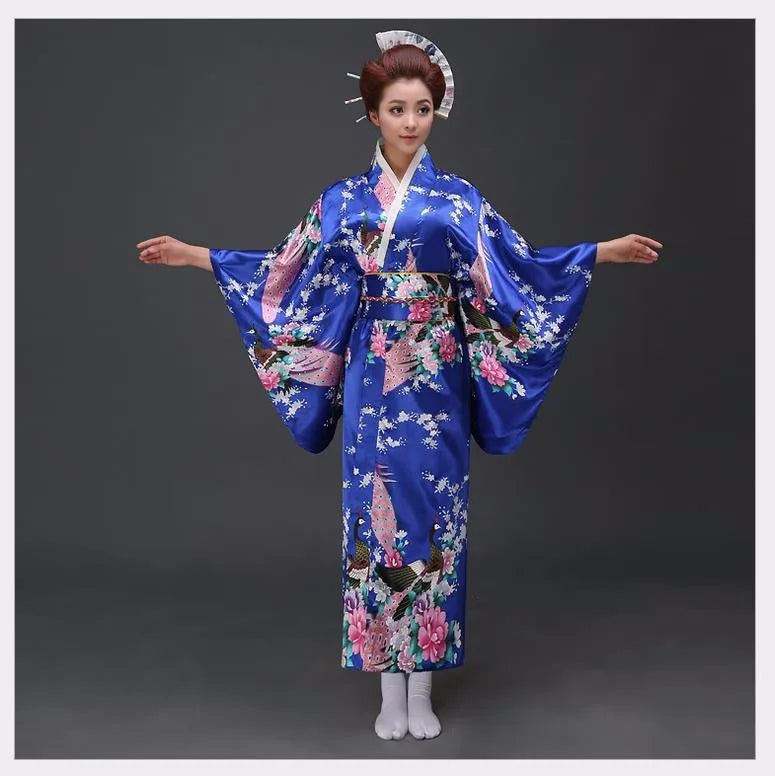 Traditional Japanese Yukata Kimono with Obi - Women's Evening Dress