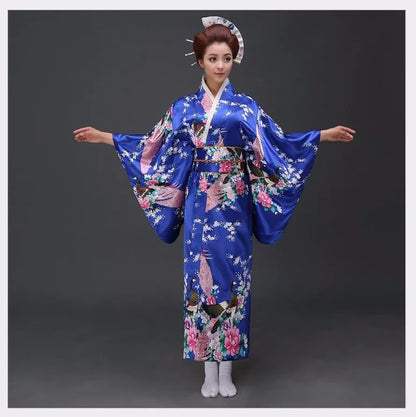 Japanese Traditional Yukata Kimono With Obi Vintage Women Evening Dress Geisha Kimono Vintage Women Stage Show Costume Cosplay